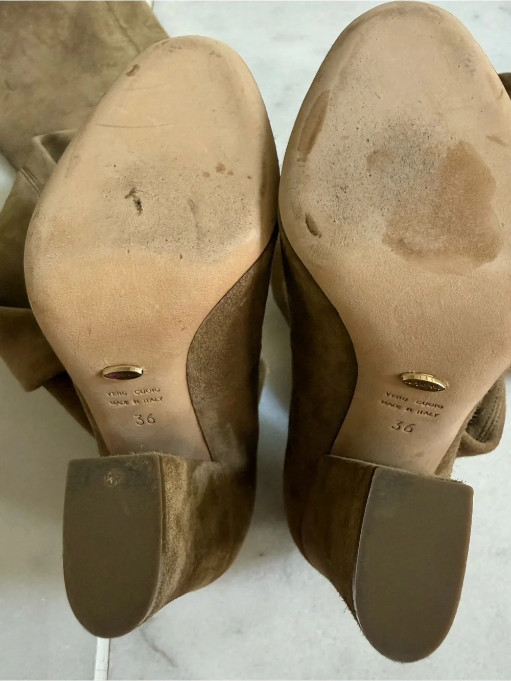 Sergio Rossi Over-the-Knee Suede Block Heel Boots - Taupe